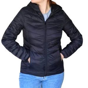 Sinsay Black Lightweight Packable Hooded Puffer Jacket Size S